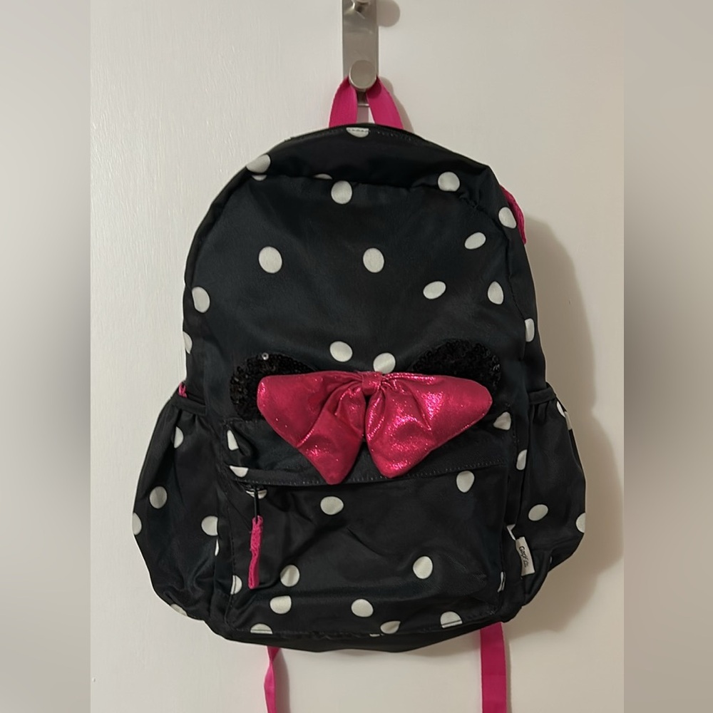 Polka Dot Kids Backpack with Pink Bow